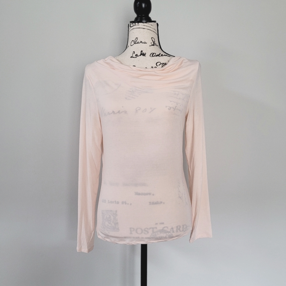 Gap pink shirt with a draped neckline in M